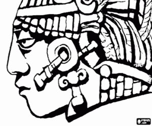 300x250 Mayan Warrior, Head In Profile Coloring Page Printable Game