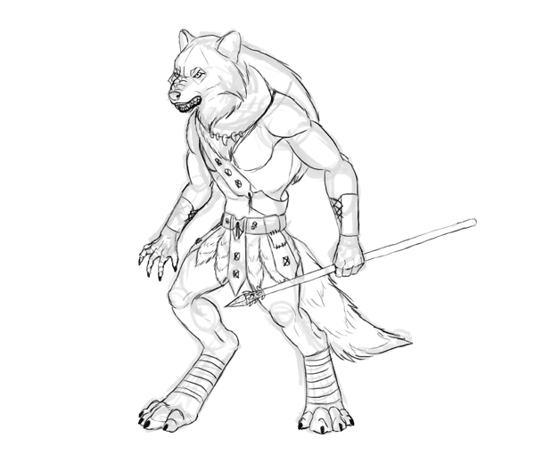 600x520 Design And Draw A Model Sheet Of A Werewolf Warrior