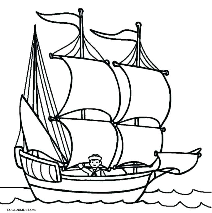 685x687 Mayflower Coloring Pages Fishing Boat Printabl On The First