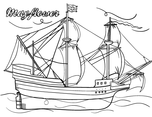 507x392 Printable Mayflower Coloring Page. Free Pdf Download