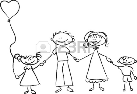450x309 Image Of Happy Family With House. Kids Drawing I Love My Family
