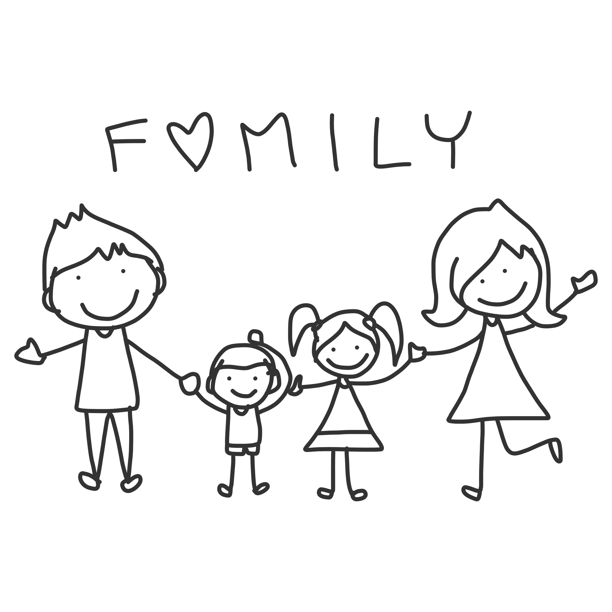 2000x2000 Hand Drawing Cartoon Happy Family