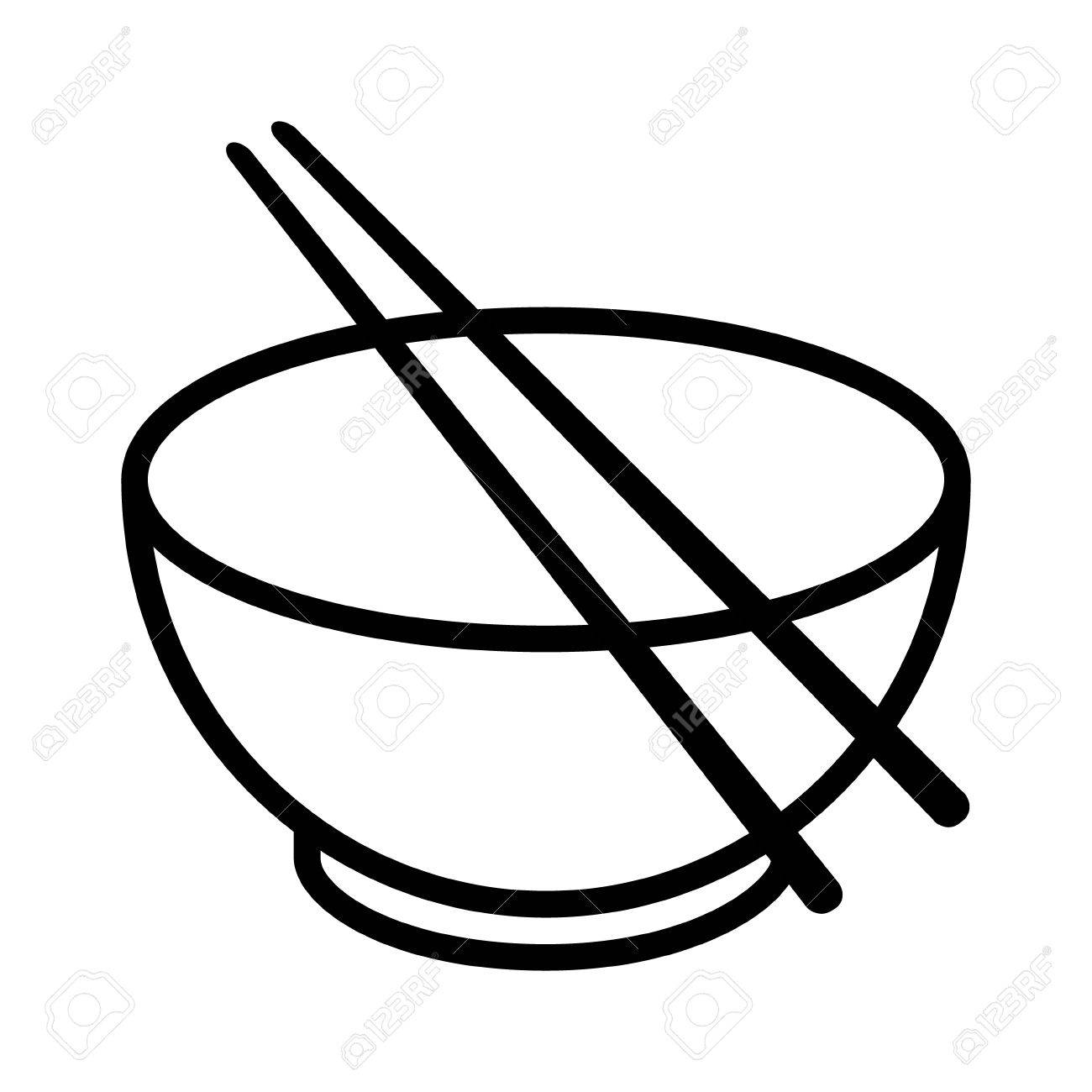 1300x1300 Bowl With Chopsticks Line Art Vector Icon For Food Apps