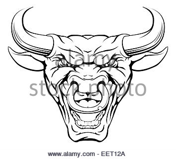 355x320 A Mean Looking Bull Mascot Character Breaking Out Through A Wall