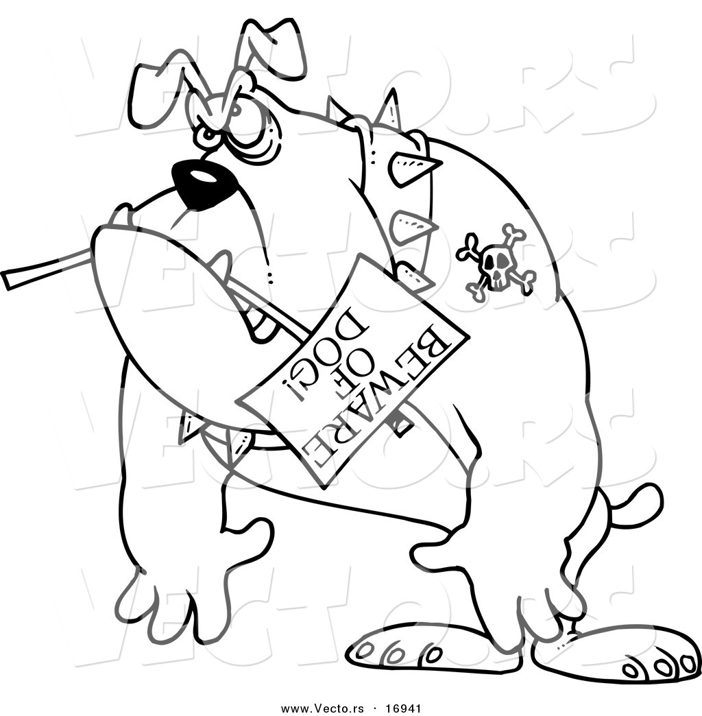 1024x1044 Vector Of A Cartoon Bulldog Carrying A Beware Of Dog Sign