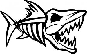 300x187 2 1r1l Mean Black Nitro Fish Skull Die Cut Vinyl Decal Sticker