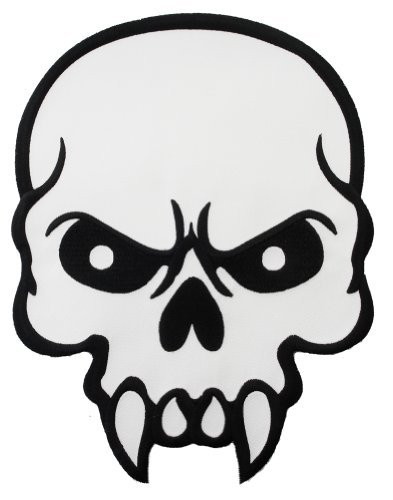 393x500 Mean Skull Embroidered Patch Skeleton Fangs Iron On Emblem