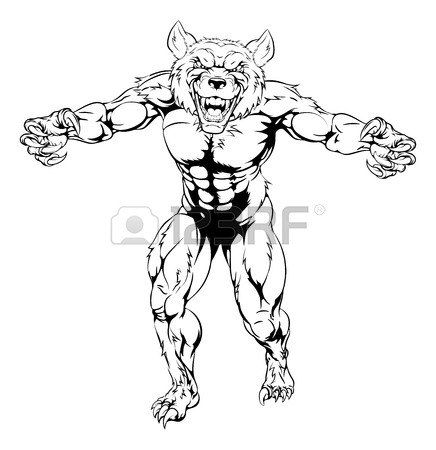 436x450 Wolf Werewolf Mascot Holding A Sign Royalty Free Cliparts, Vectors