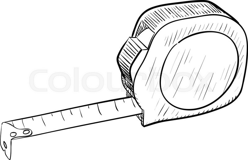 800x518 Hand Drawn Vector Drawing Of A Tape Measure Tool Stock Vector
