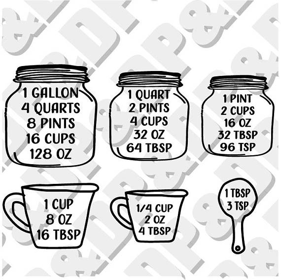 570x568 Measuring Equivalents Svg, Dxf Vector