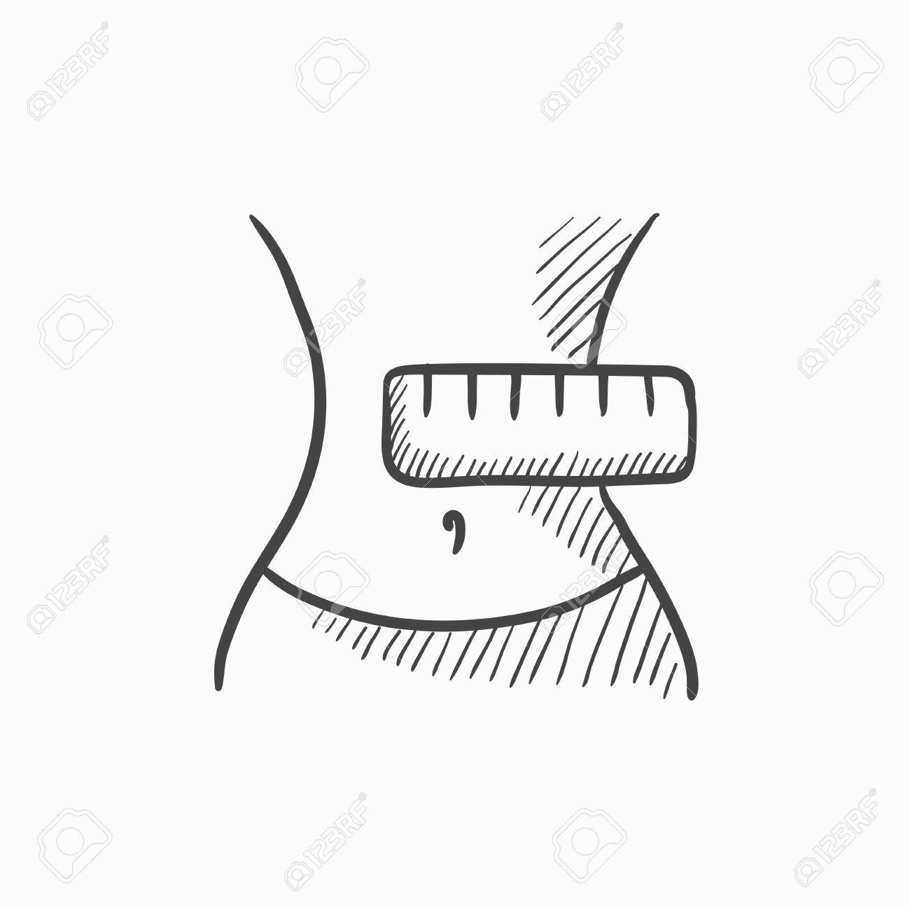 1300x1300 Waist With Measuring Vector Sketch Icon Isolated On Background
