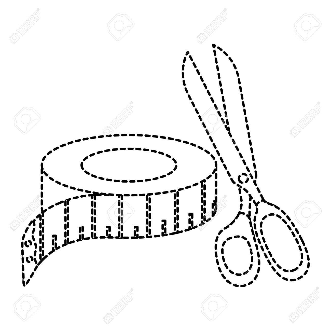 1300x1300 Sewing Tape Measure With Scissors Vector Illustration Design