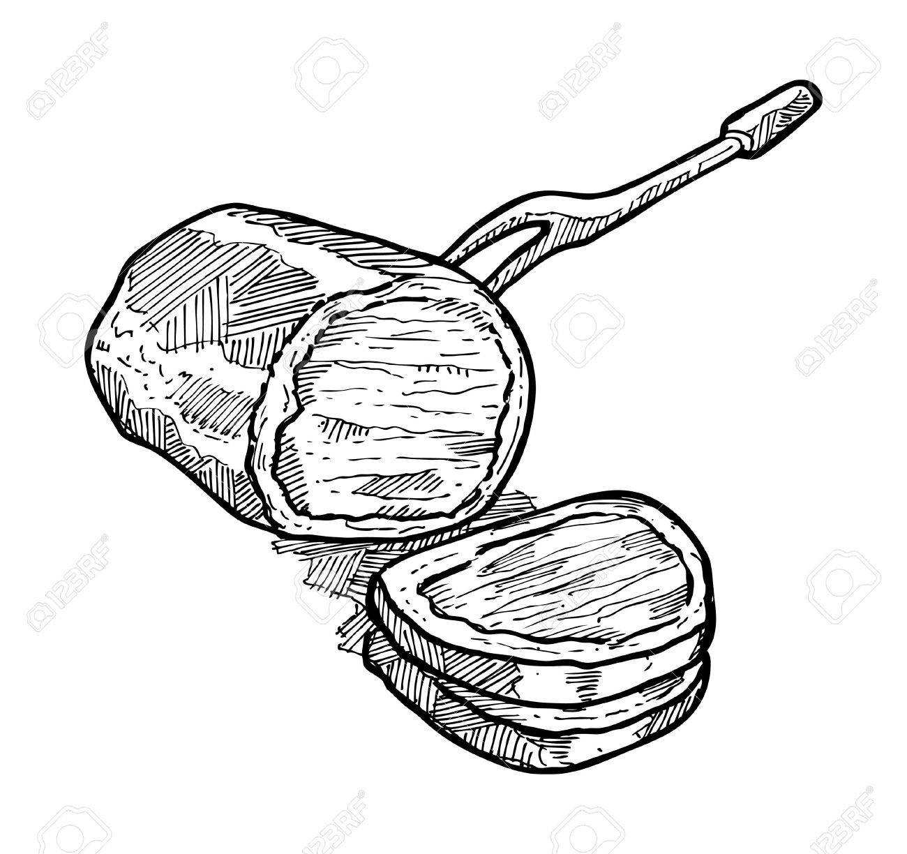 1300x1224 Sketchy Meat Roll Royalty Free Cliparts, Vectors, And Stock