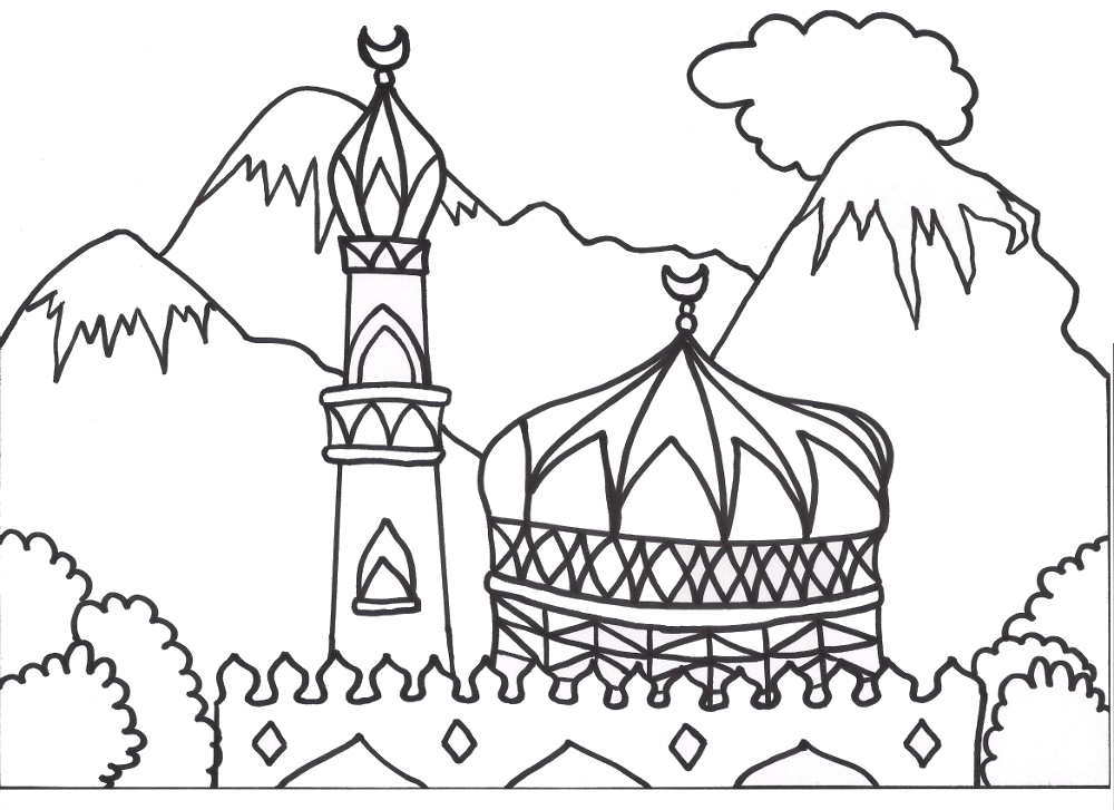 1000x727 Coloring Books For Muslim Children. Coloring Mosque Arabic