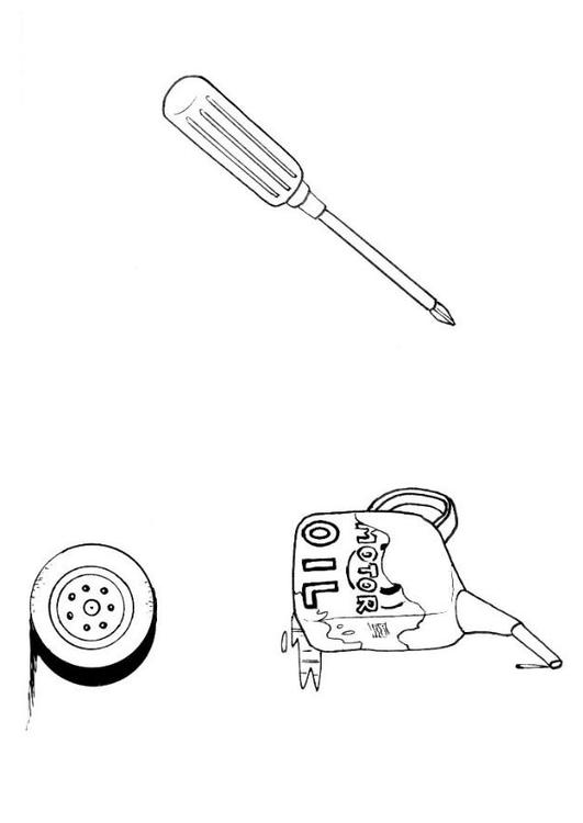531x750 Coloring Page Auto Mechanic's Tools