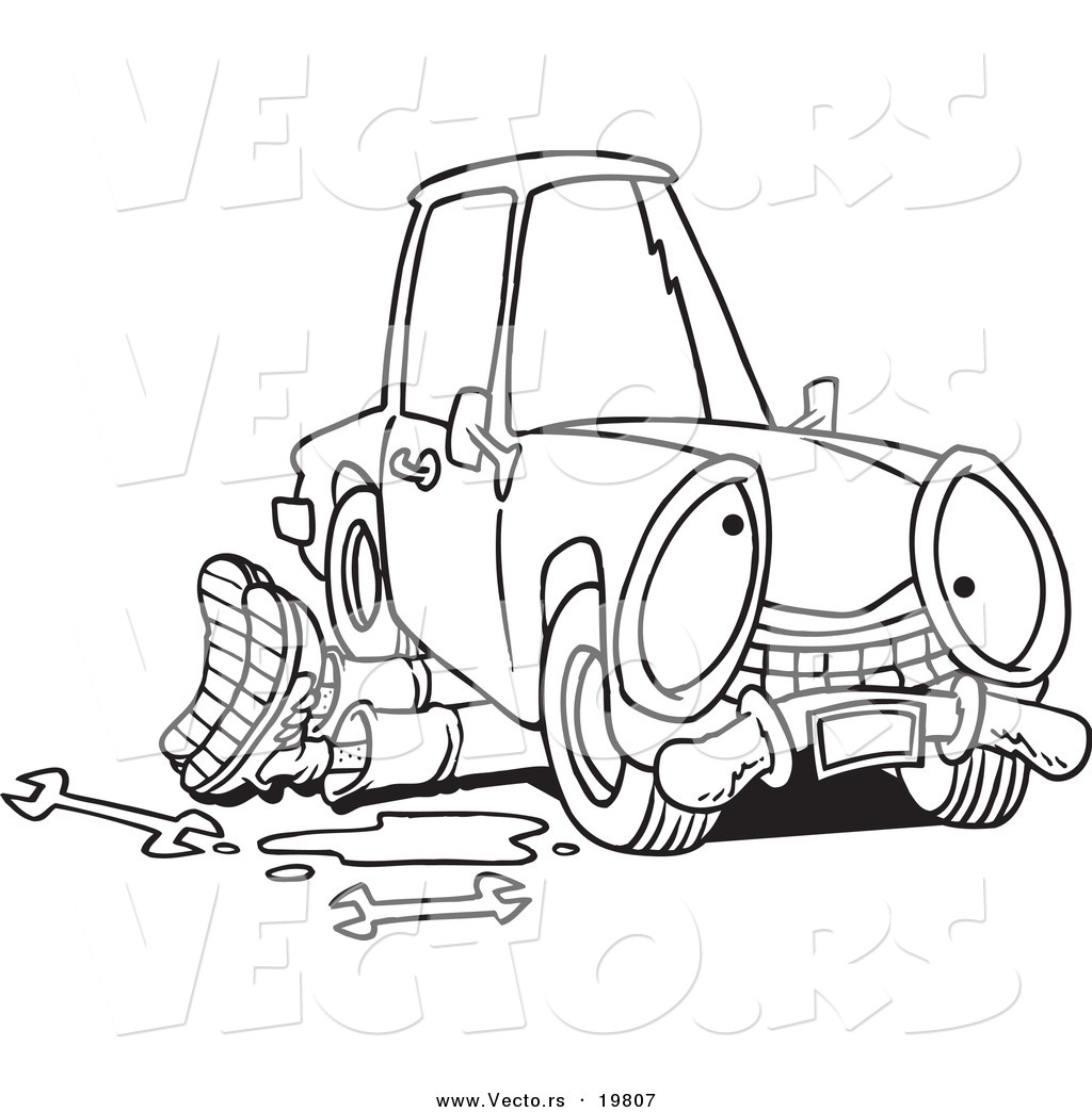 1024x1044 Vector Of A Cartoon Mechanic Working Under A Car