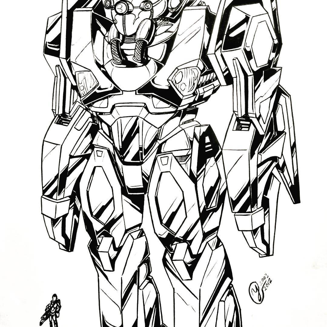 1080x1080 Boceto Del 2003 Terminado En El 2017 Apolo 6 Mecha Design