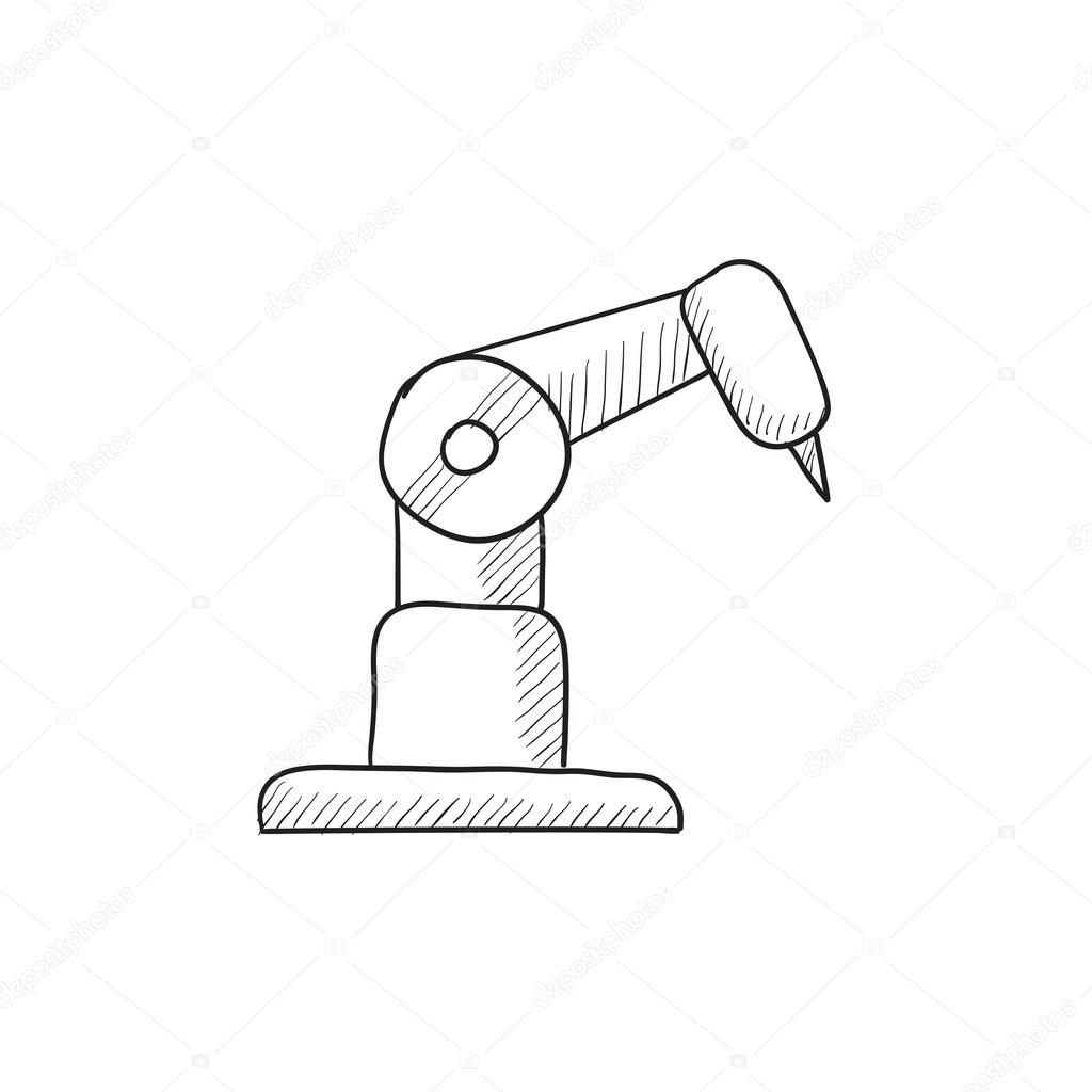 1024x1024 Industrial Mechanical Robot Arm Sketch Icon. Stock Vector