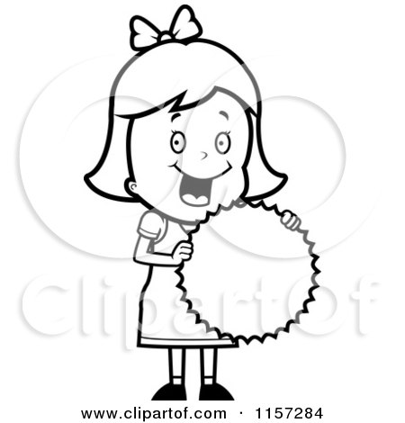 450x470 Cartoon Clipart Of A Black And White Happy Girl Proudly Holding