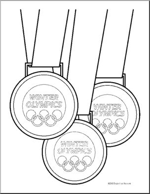 304x392 Clip Art Winter Olympics Medals (Coloring Page) I