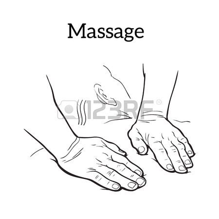 450x450 Hands To Body Massage, Sketch Illustration On White Background