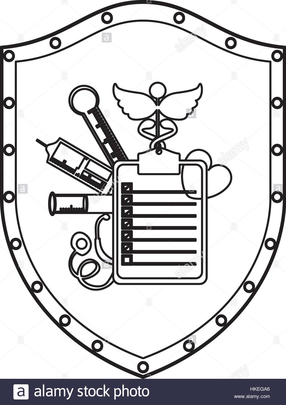 981x1390 Medical Equipment On Shield Icon Vector Illustration Graphic