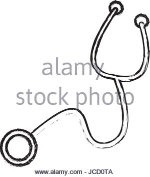 300x353 Vector Sketch Illustration. Stethoscope Isolated Over White Stock