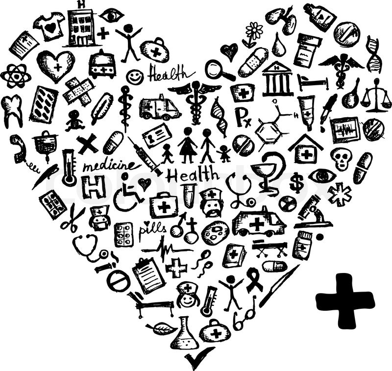 800x757 Heart Shape With Medical Icons For Your Design Stock Vector