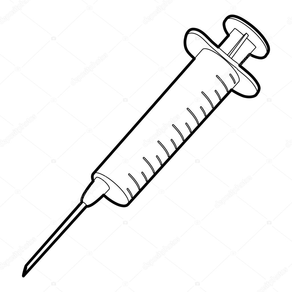 1024x1024 Syringe Icon, Outline Style Stock Vector Ylivdesign