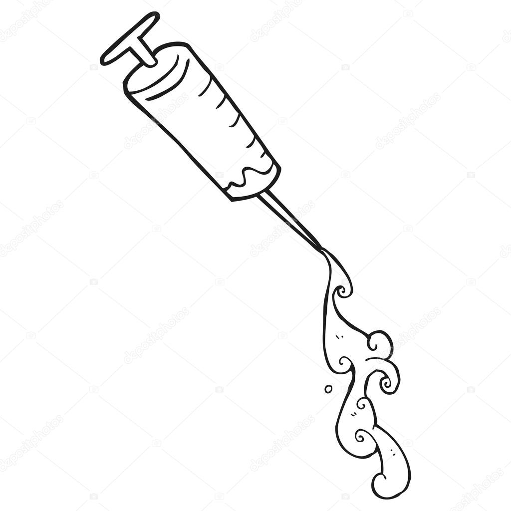 1024x1024 Black And White Cartoon Medical Needle Stock Vector