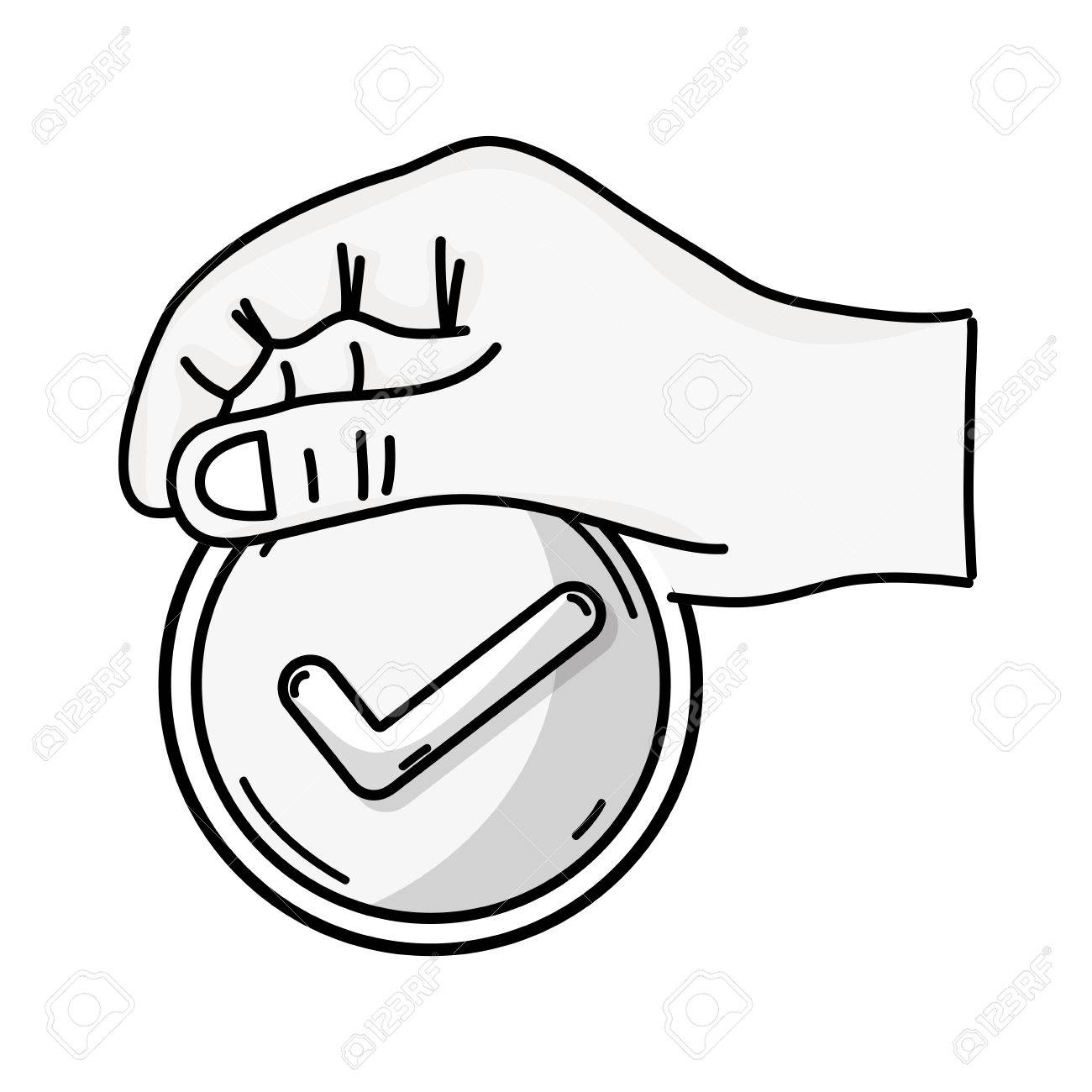 1300x1300 Outline Drawing Of Hand Holding With A Medicine And A Check