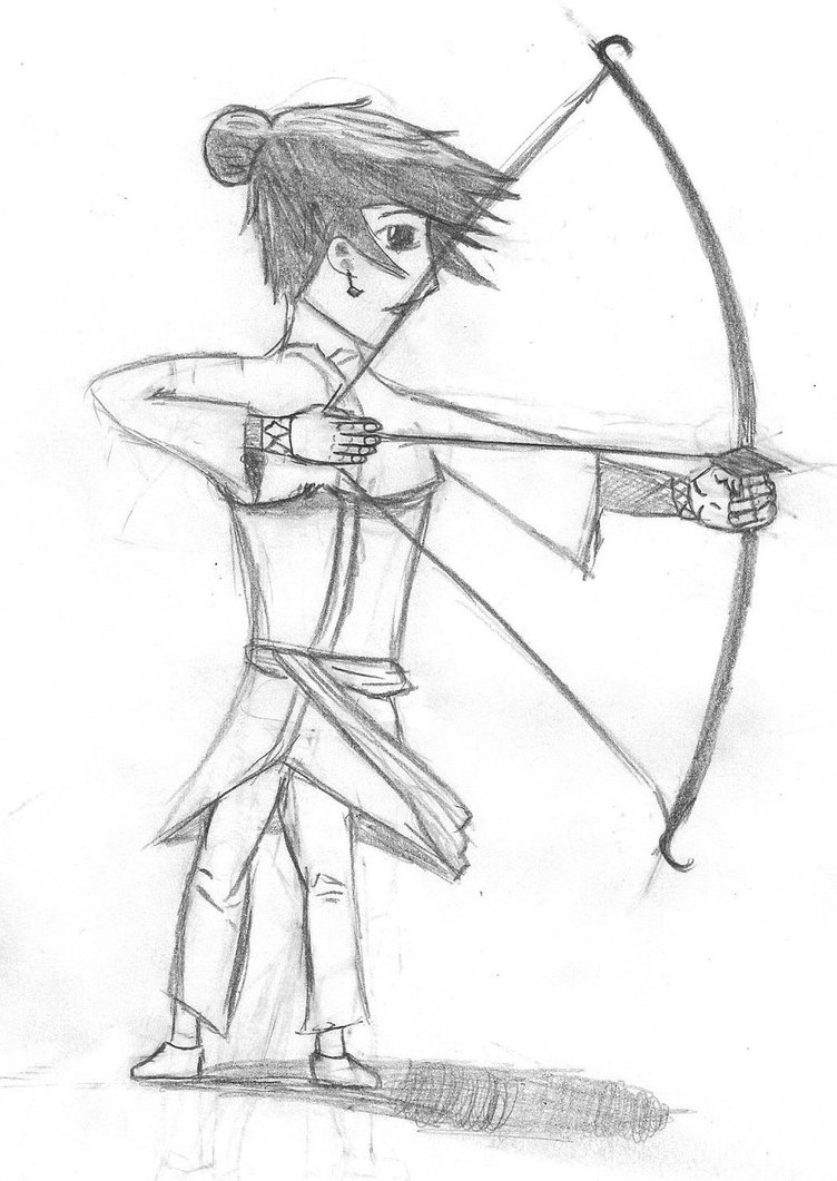 752x1061 Sketch Of A Medieval Girl Archer By Charlescool