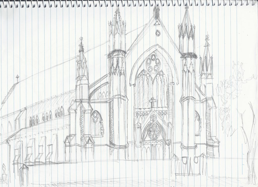 1024x743 St. Patrick's Church Sketch By Elrunethe2nd