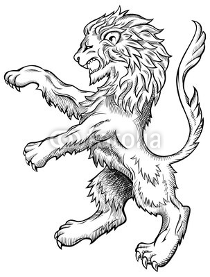 303x399 Medieval Lion Drawing From Abrams, Royalty Free Vector