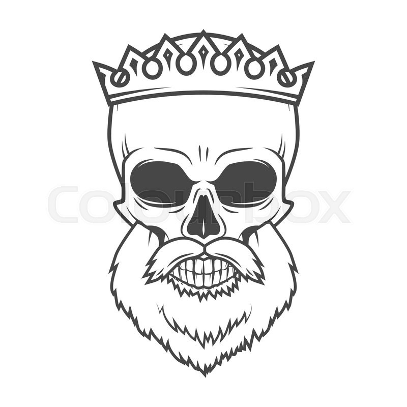 800x800 Bearded Skull With Crown Design Element. Dead King Arthur Vintage