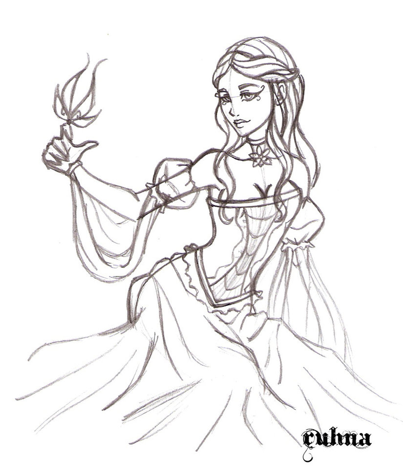 825x968 Medieval Lady Pencil By Ruhna