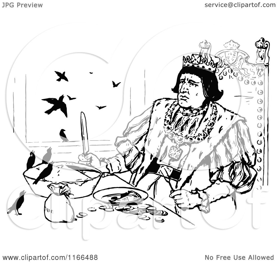 1080x1024 Clipart Of A Retro Vintage Black And White Medieval King And Birds