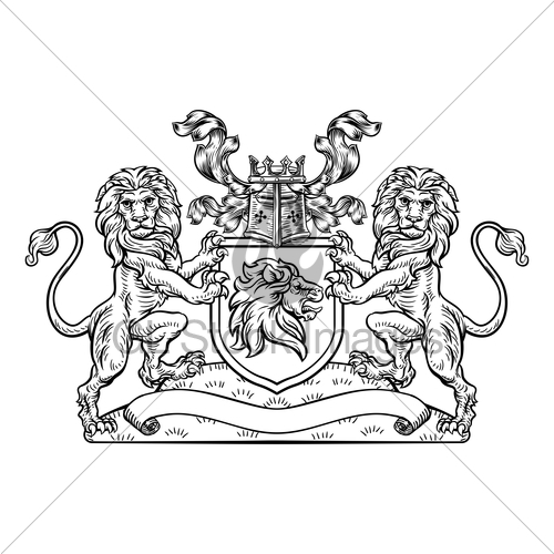 500x500 Lions Crest Shield Coat Of Arms Heraldic Emblem Gl Stock Images