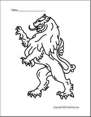 304x392 Coloring Page Medieval Lion Abcteach