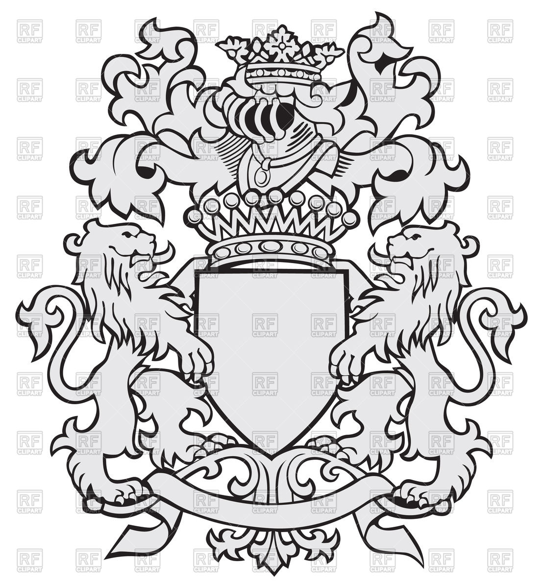 1108x1200 Medieval Coat Of Arms With Lions And Helmet