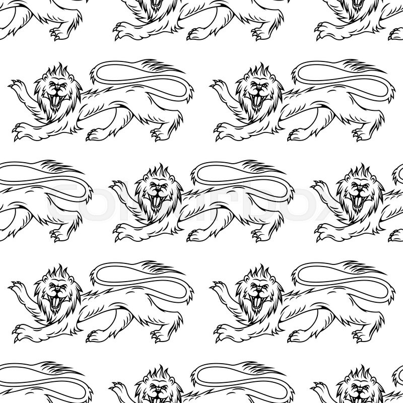 800x800 Medieval Royal Heraldic Lions Seamless Pattern With Profiles