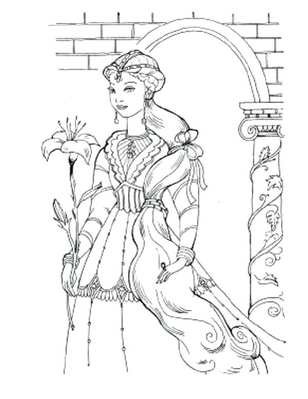600x776 Medieval Princess Coloring Pages Detailed Medieval Princess