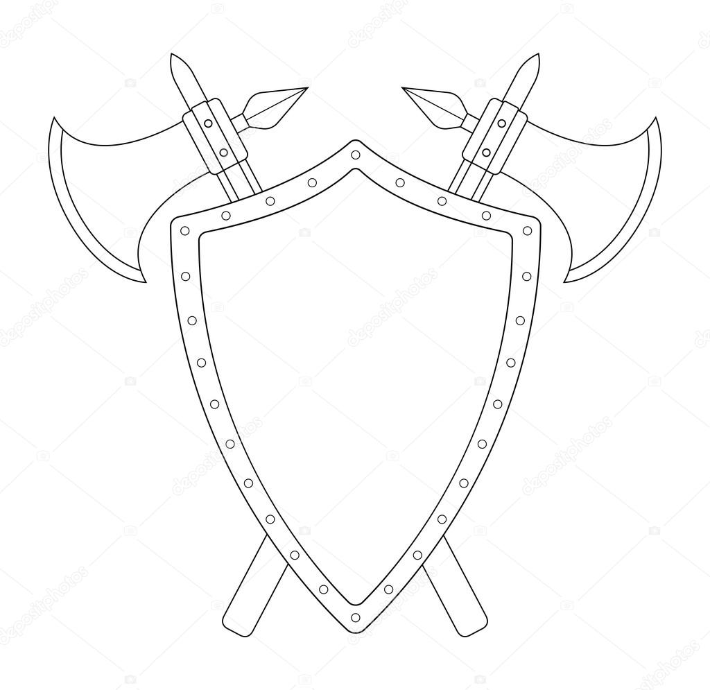 1024x995 Medieval Weapons Shield Sword Logo Stock Vector Bsd