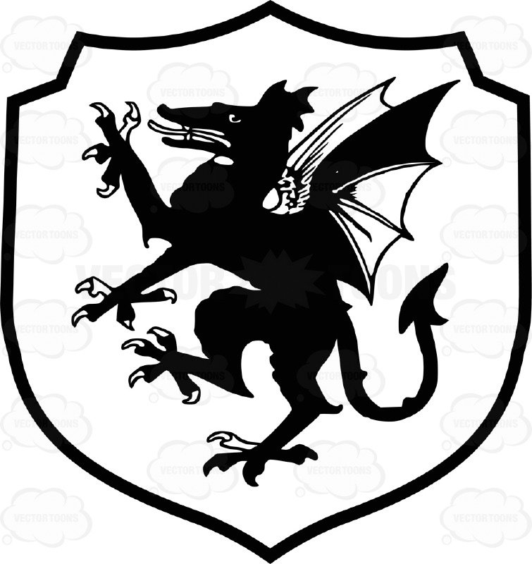 755x800 Black And White Medieval Stylized Winged European Dragon Coat