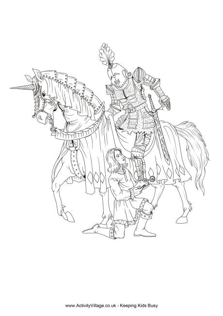 460x650 Knight And Squire Colouring Page
