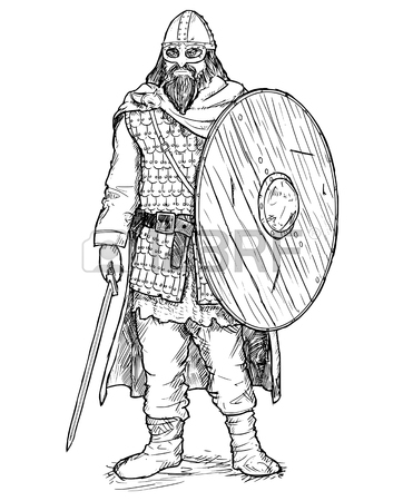 362x450 Hand Drawing Pen And Ink Illustration Of Ancient Viking Warrior