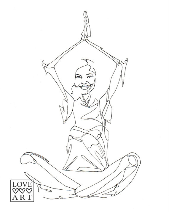 570x713 Yoga Art Print Happy Meditation