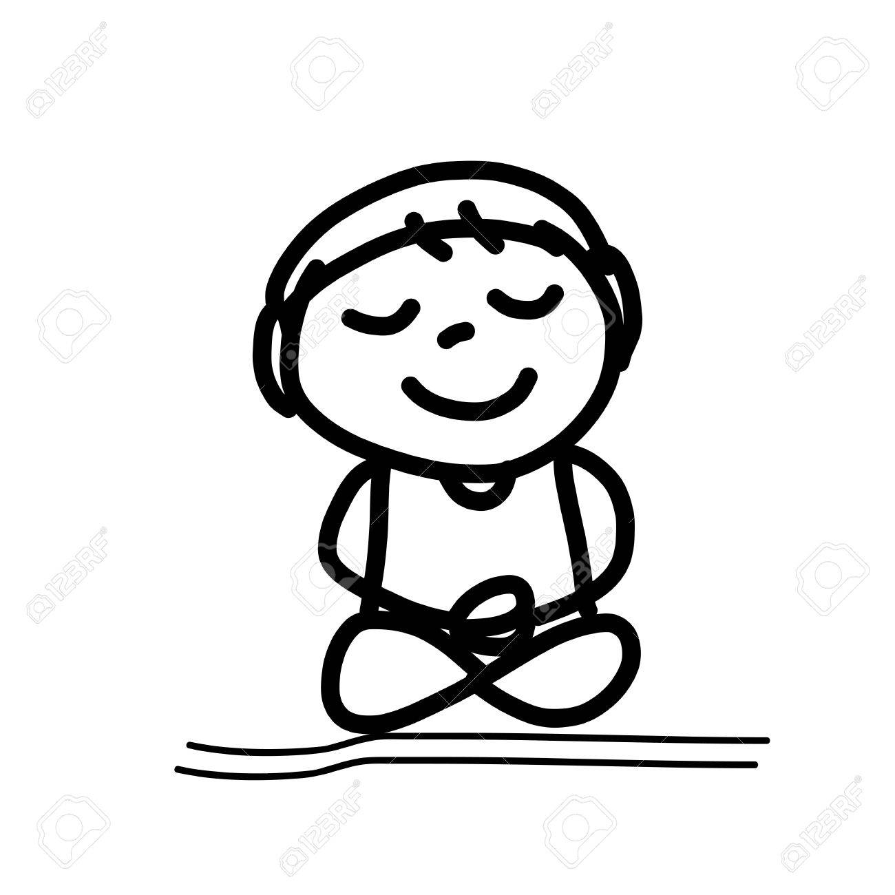 1300x1300 Hand Drawing Cartoon Happy People Meditation Royalty Free Cliparts