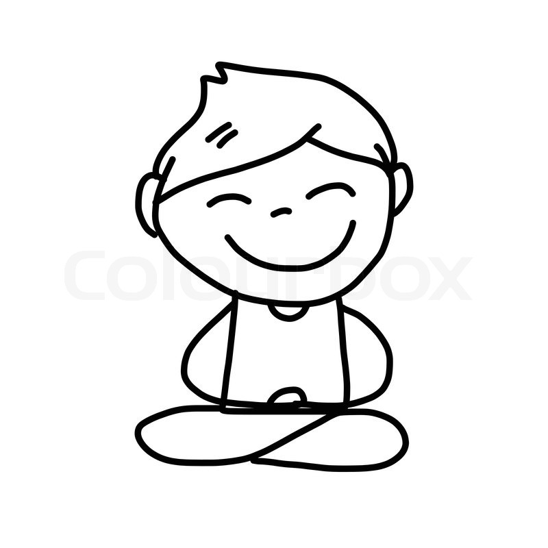 800x800 Hand Drawing Cartoon Happy Kids Meditation Stock Vector Colourbox
