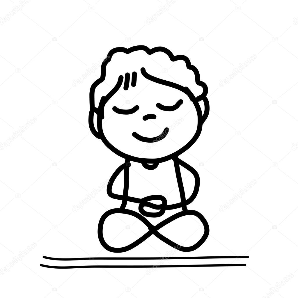 1024x1024 Hand Drawing Cartoon Meditation Stock Vector Atthameeni